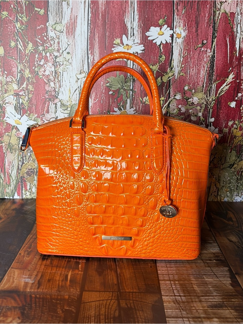 HARD TO FIND IN BRAHMIN DUXBURY MANGO ORANGE NWT FIRM $ - Picture 12 of 16
